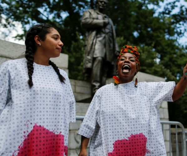 protesting J. Marion Sims statue