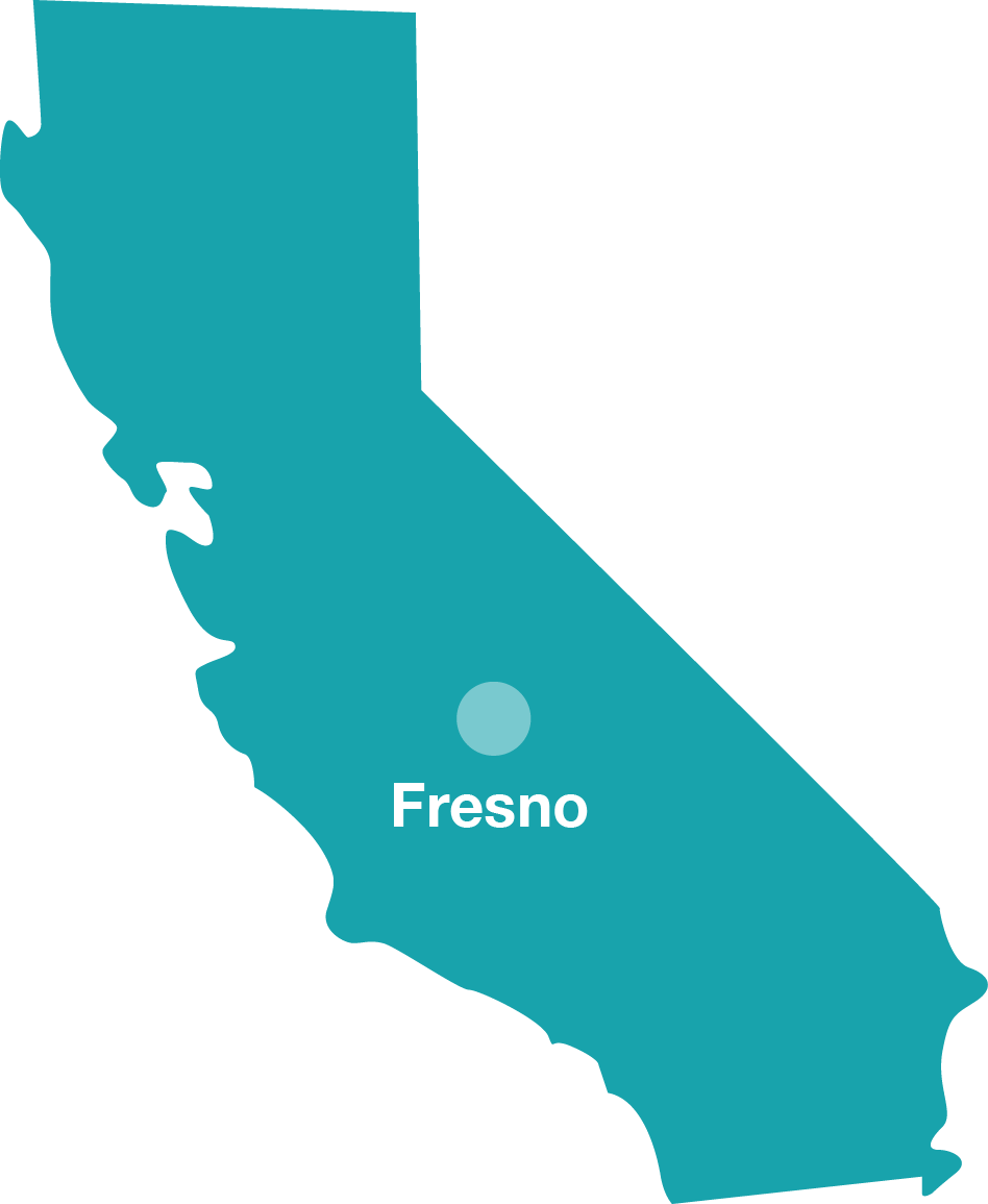 California outline with Fresno spotlighted