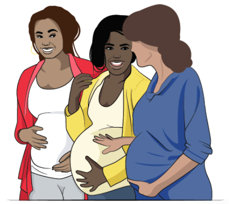 Three pregnant woman talking
